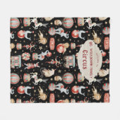 Watercolor Circus Tent Elephants Lions Family  フリースブランケット (正面(横))