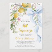 Watercolor Citrus Blue Bow Summer Bridal Shower  招待状 (正面)