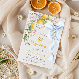 Watercolor Citrus Blue Bow Summer Bridal Shower  招待状