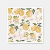 Watercolor Citrus & Blueberry Pattern スタンダードカクテルナプキン (正面)