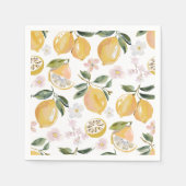 Watercolor Citrus & Blueberry Pattern スタンダードカクテルナプキン (正面)