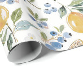 Watercolor Citrus & Blueberry Pattern ラッピングペーパー (ロールコーナー)