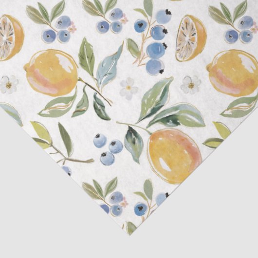 Watercolor Citrus & Blueberry Pattern 薄葉紙 (詳細)