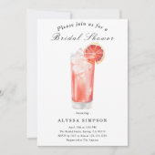Watercolor Citrus Cocktail Bridal Shower 招待状 (正面)