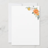 Watercolor Citrus Floral Orange Bridal Shower 招待状 (裏面)