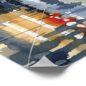 Watercolor Cityscape in Rain ポスター (角)