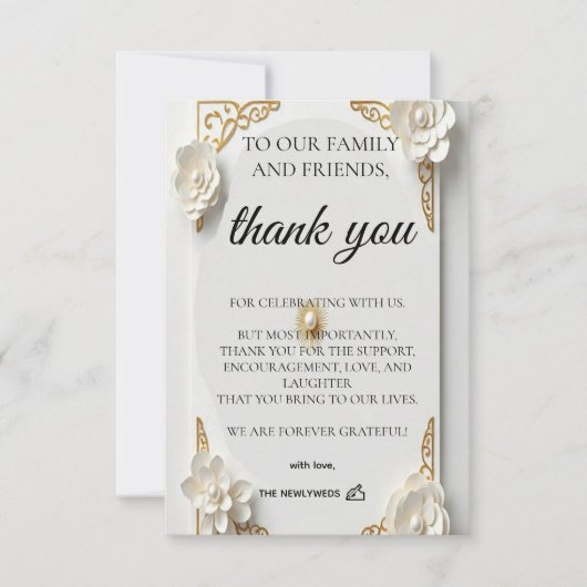 Watercolor classic gold luxury Flat Thank サンキューカード (正面)