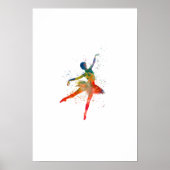 Watercolor classical ballet dancer ポスター (正面)