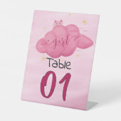 Watercolor Cloud Baby Girl Shower Table Numbers 台座サイン (正面)