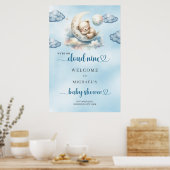 Watercolor cloud nine boy baby shower ポスター (キッチン)