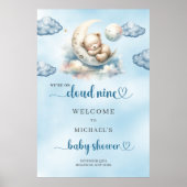 Watercolor cloud nine boy baby shower ポスター (正面)