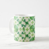 Watercolor Clover Mug – Green Shamrock St. Patrick コーヒーマグカップ (正面左)