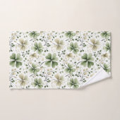 Watercolor Clover Pattern – Green & Neutral  バスタオルセット (ハンドタオル)