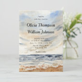 Watercolor Coastal Beach Wedding Invitation 招待状 (スタンド正面)