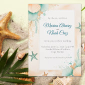 Watercolor Coastal Chic Beach Wedding Invitation 招待状