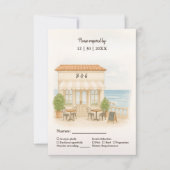 watercolor coastal mediterranean ocean wedding  出欠カード (正面)