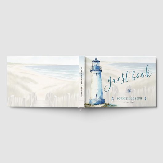 Watercolor Coastal New England Wedding ゲストブック (全面)