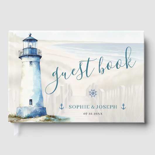 Watercolor Coastal New England Wedding ゲストブック (正面)