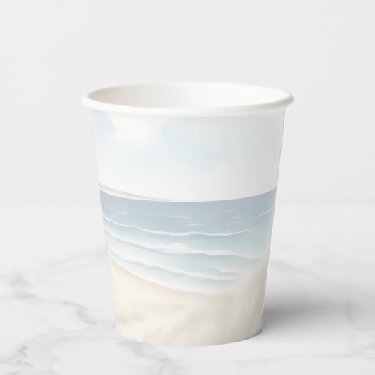 Watercolor Coastal New England Wedding 紙コップ (裏面)