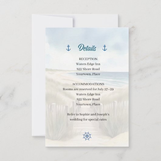 Watercolor Coastal New England Wedding Insert 招待状 (正面)