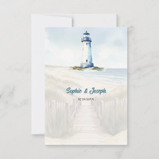 Watercolor Coastal New England Wedding Insert 招待状 (裏面)