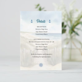 Watercolor Coastal New England Wedding Insert 招待状