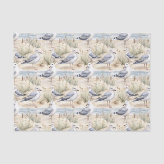 Watercolor Coastal Seagulls 薄葉紙 (正面)