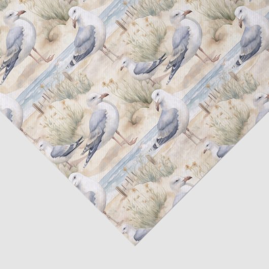 Watercolor Coastal Seagulls 薄葉紙 (詳細)