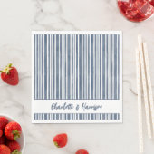 Watercolor Coastal Seascape Blue Striped Wedding  スタンダードランチョンナプキン (インサイチュ)