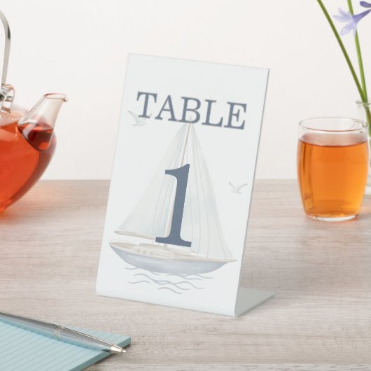 Watercolor Coastal Seascape Table Number Wedding   台座サイン (インサイチュ)