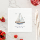 Watercolor Coastal Seascape Wedding スタンダードランチョンナプキン (インサイチュ)