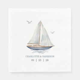 Watercolor Coastal Seascape Wedding スタンダードランチョンナプキン