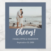 Watercolor Coastal Seascape Wedding ワインラベル (シングルラベル)