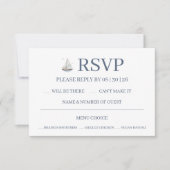 Watercolor Coastal Seascape Wedding  出欠カード (正面)