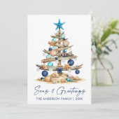 Watercolor Coastal Tree Seas and Greetings Beach シーズンカード (スタンド正面)