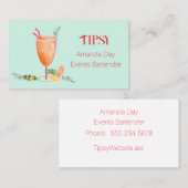 Watercolor Cocktail Bartender Business Card 名刺 (正面/裏面)