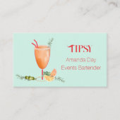 Watercolor Cocktail Bartender Business Card 名刺 (正面)