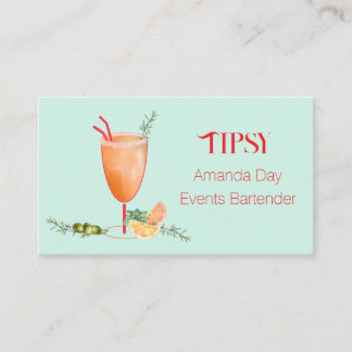Watercolor Cocktail Bartender Business Card 名刺