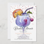  Watercolor Cocktail Confetti Bridal Shower  招待状 (正面)