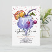  Watercolor Cocktail Confetti Bridal Shower  招待状 (スタンド正面)