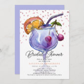  Watercolor Cocktail Confetti Bridal Shower  招待状 (正面/裏面)