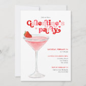 Watercolor Cocktail Retro Galentine's Day Party 招待状 (正面)