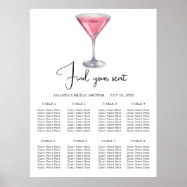 Watercolor Cocktail Wedding seating chart ポスター