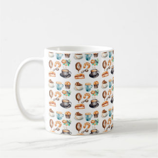 Watercolor Coffee Clip Art Pattern Set コーヒーマグカップ