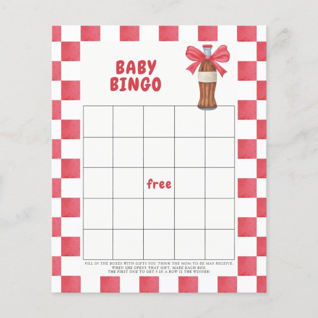Watercolor Cola Soda Baby Bingo game (正面)