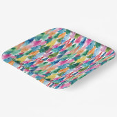 Watercolor Colorful Bright Rainbow Christmas Trees ペーパープレート (傾斜あり)