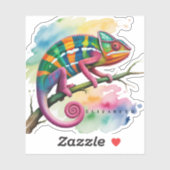 Watercolor Colorful Chameleon Birthday Party シール (シート)