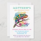 Watercolor Colorful Chameleon Birthday Party 招待状 (正面)