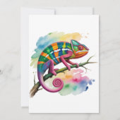 Watercolor Colorful Chameleon Birthday Party 招待状 (裏面)