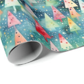 Watercolor Colorful Festive Rainbow Christmas Tree ラッピングペーパー (ロールコーナー)